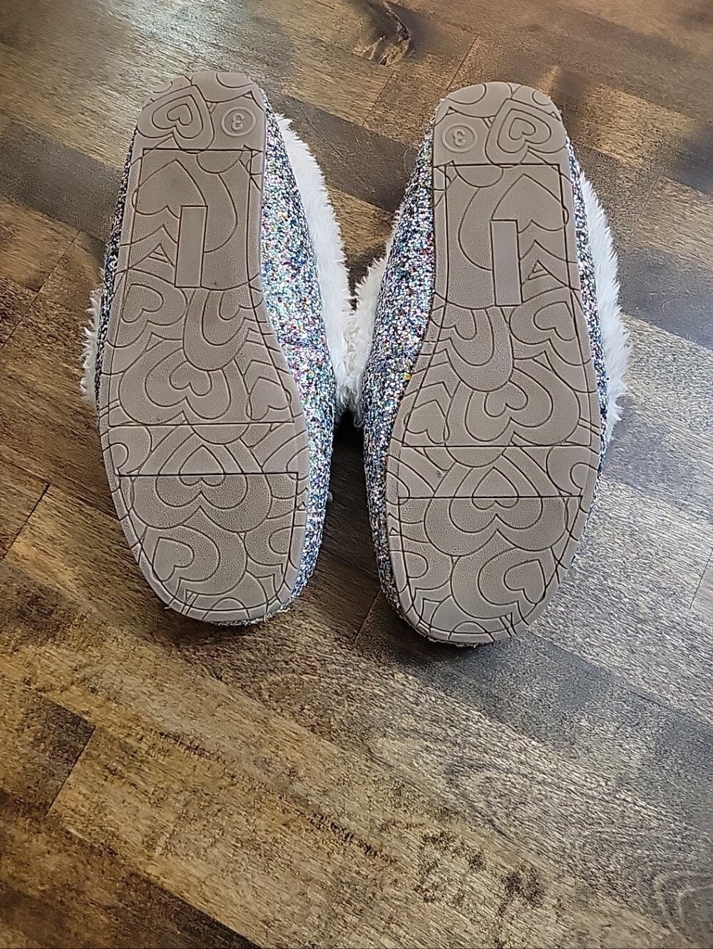 Sparkly Glitter Moccasin Slippers with Faux Fur Trim Girls Size 3 - Picture 6 of 16